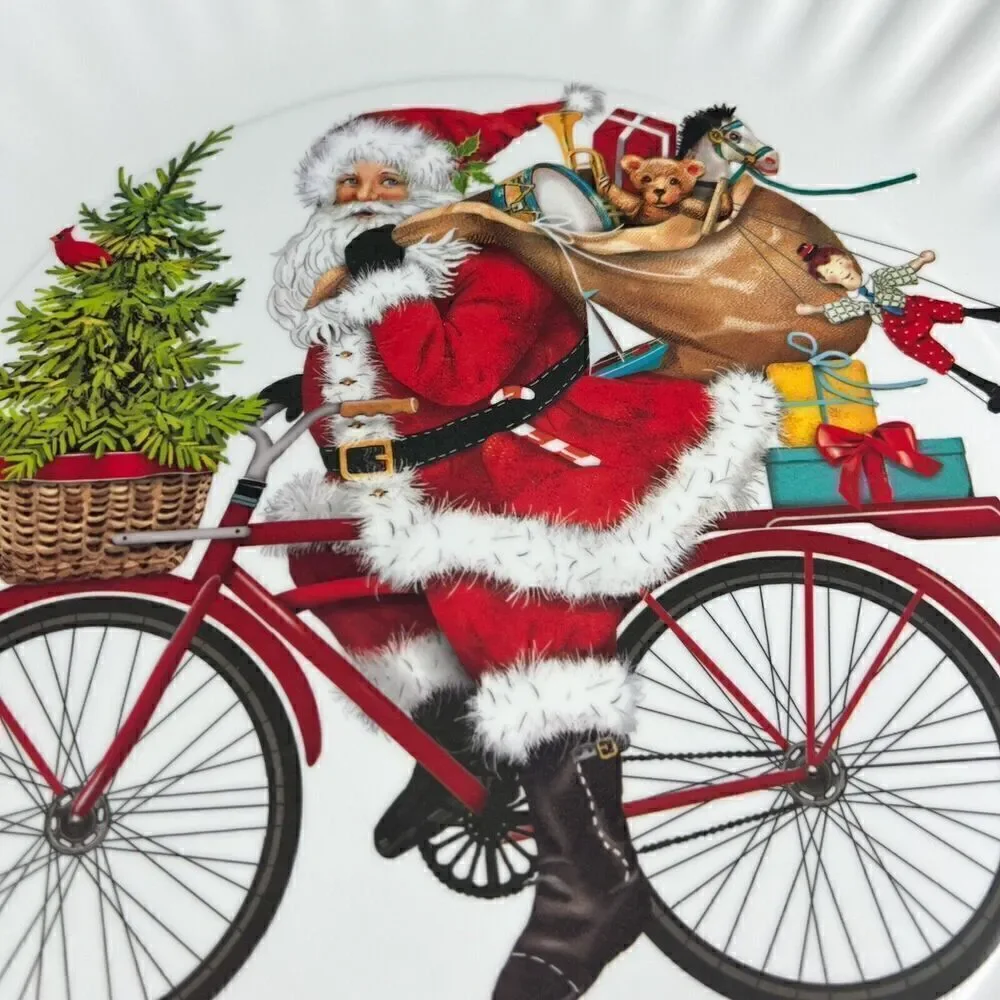 Melamine 16” Serving plate Santa On Bike Platter NEW